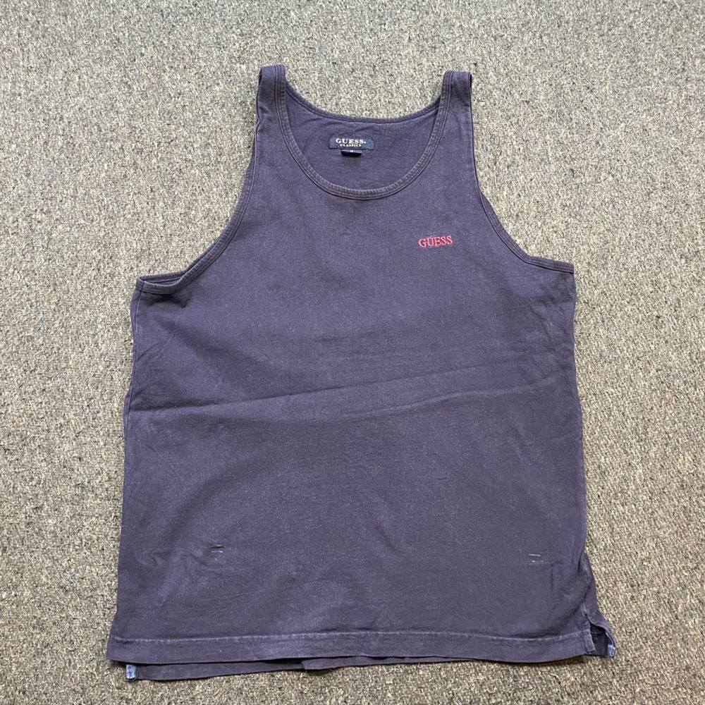 Guess Regatta Tank Top Sz M Mens Navy Blue 90s Skater Grunge Graphic Made in USA